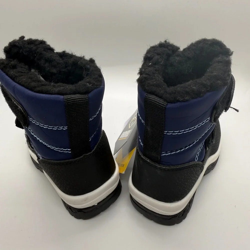 Khombu Toddler Boys Navy Blue Black Insulated Snow Boots Size 5 Hook Loop